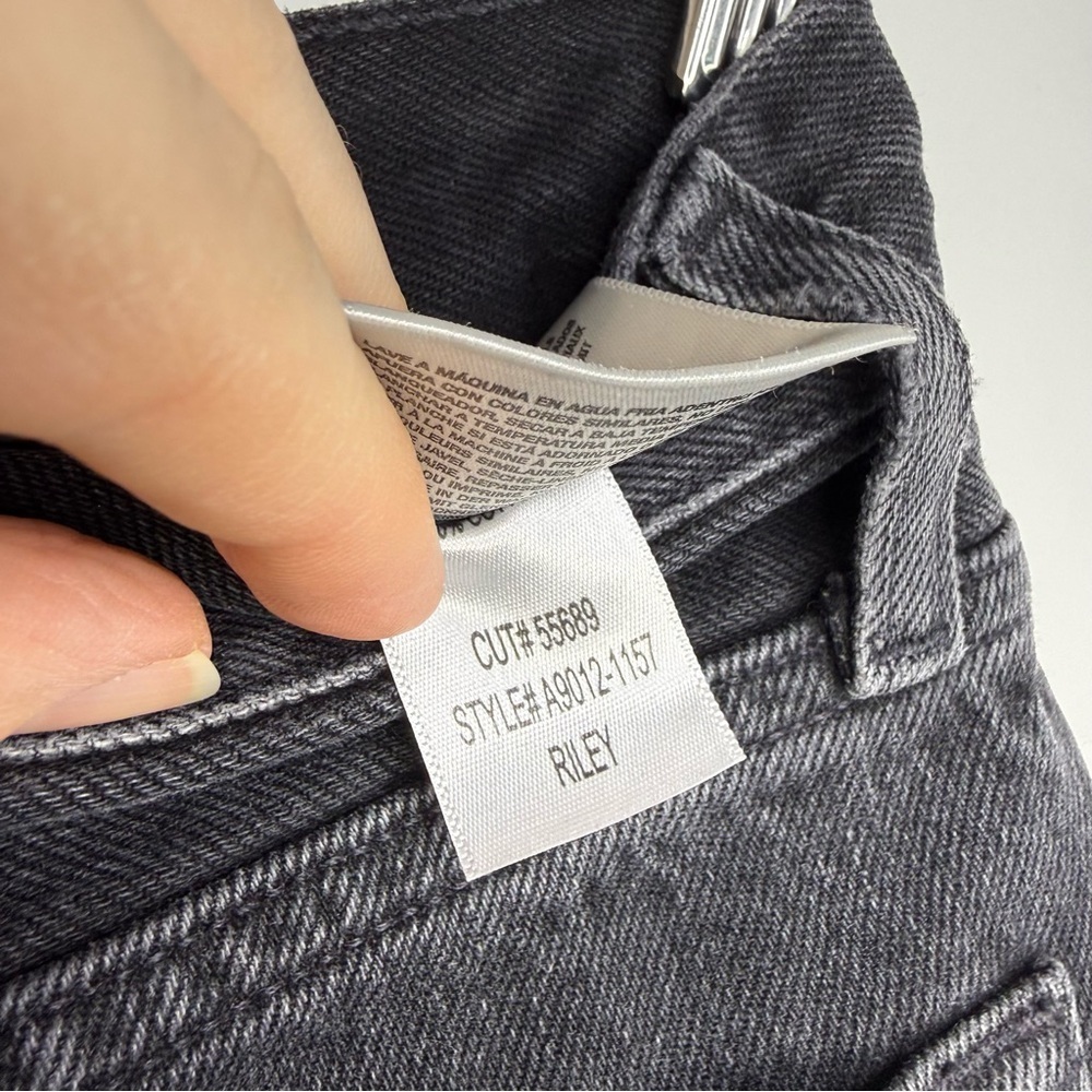 AGOLDE Riley Black Vortex Distressed Denim High Rise Shorts - Picture 7 of 7